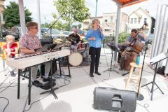 Bossamba, consisting of Maggie MacDougall, Wayne Hawkins, Lou Pappas and Mark Foster, perform as part of Jazz On Jay in Jay Square in Schenectady on Thursday, August 22, 2024. Jazz On Jay is a series of free jazz concerts every Thursday throughout the summer. Photo by Kevin Montano for Proctors Collaborative.