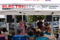 The Jeanine Ouderkirk Quartet performs during Jazz on Jay at Jay Square in Schenectady on Thursday, July 10, 2025. Photo by Kevin Montano for Proctors Collaborative.