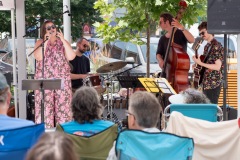 The Jeanine Ouderkirk Quartet performs during Jazz on Jay at Jay Square in Schenectady on Thursday, July 10, 2025. Photo by Kevin Montano for Proctors Collaborative.
