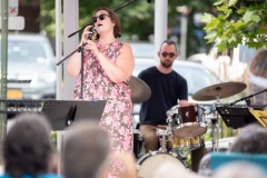 The Jeanine Ouderkirk Quartet performs during Jazz on Jay at Jay Square in Schenectady on Thursday, July 10, 2025. Photo by Kevin Montano for Proctors Collaborative.