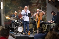 The Jeff "Siege" Siegel Quartet performs during Jazz on Jay in Robb Alley at Proctors in Schenectady on Thursday, June 26, 2025. Photo by Kevin Montano for Proctors Collaborative.