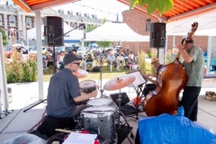 The Art D’echo Trio performs during Jazz on Jay in Jay Square in Schenectady, NY on Thursday, July 18, 2025. Photo by Kevin Montano for Proctors Collaborative.