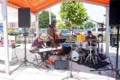 The Art D’echo Trio performs during Jazz on Jay in Jay Square in Schenectady, NY on Thursday, July 18, 2025. Photo by Kevin Montano for Proctors Collaborative.
