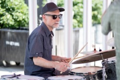 The Art D’echo Trio performs during Jazz on Jay in Jay Square in Schenectady, NY on Thursday, July 18, 2025. Photo by Kevin Montano for Proctors Collaborative.