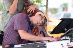 The Art D’echo Trio performs during Jazz on Jay in Jay Square in Schenectady, NY on Thursday, July 18, 2025. Photo by Kevin Montano for Proctors Collaborative.
