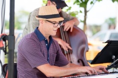 The Art D’echo Trio performs during Jazz on Jay in Jay Square in Schenectady, NY on Thursday, July 18, 2025. Photo by Kevin Montano for Proctors Collaborative.