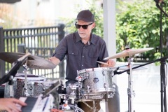 The Art D’echo Trio performs during Jazz on Jay in Jay Square in Schenectady, NY on Thursday, July 18, 2025. Photo by Kevin Montano for Proctors Collaborative.