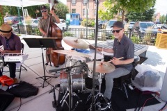 The Art D’echo Trio performs during Jazz on Jay in Jay Square in Schenectady, NY on Thursday, July 18, 2025. Photo by Kevin Montano for Proctors Collaborative.