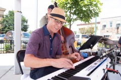 The Art D’echo Trio performs during Jazz on Jay in Jay Square in Schenectady, NY on Thursday, July 18, 2025. Photo by Kevin Montano for Proctors Collaborative.