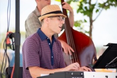 The Art D’echo Trio performs during Jazz on Jay in Jay Square in Schenectady, NY on Thursday, July 18, 2025. Photo by Kevin Montano for Proctors Collaborative.