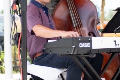 The Art D’echo Trio performs during Jazz on Jay in Jay Square in Schenectady, NY on Thursday, July 18, 2025. Photo by Kevin Montano for Proctors Collaborative.