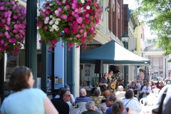 Members of the group A3, Mike Dimin, Judd Staley, and Bill Alston perform under a tent during the Jazz on Jay event on Thursday, June 19, 2014, in Schenectady, N.Y. The free jazz concert takes place every Thursday in the summer time from noon-1:30pm. (Paul Buckowski / Times Union)